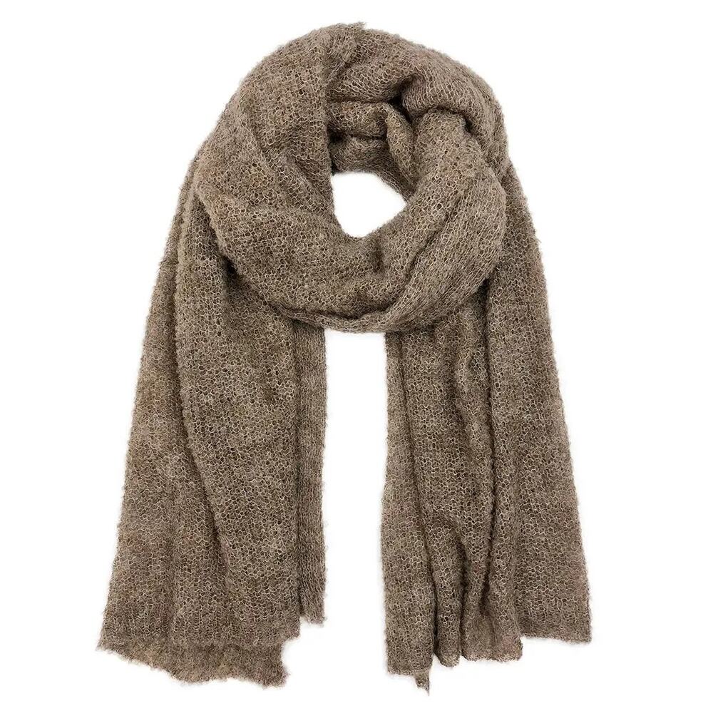 NWT Slate + Salt Luxury Alpaca Oversized Wrap Scarf 80x24 Handmade Sustainable